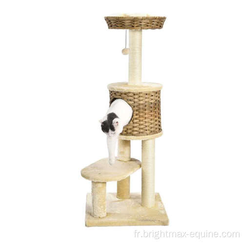 Mobilier de rotin artificiel multifonctionnel couverture en peluche couverture sisal post-chat arbre